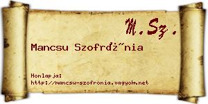 Mancsu Szofrónia névjegykártya